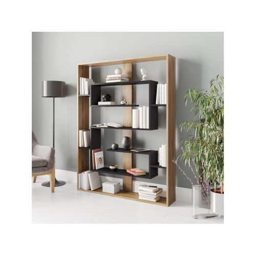 Étagère Aegyptio Graphique 156cm Bois Chêne Et Noir