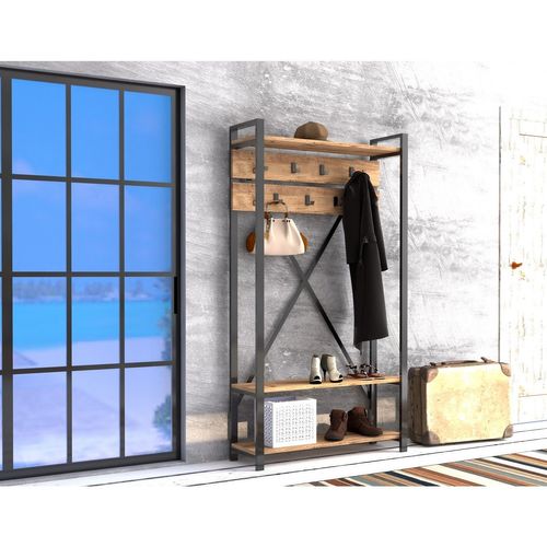 Porte Manteau Design Industriel Sapphire - L. 90 X H. 180 Cm - Noir