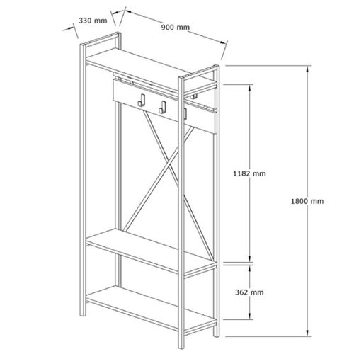 Porte Manteau Design Industriel Sapphire - L. 90 X H. 180 Cm - Noir
