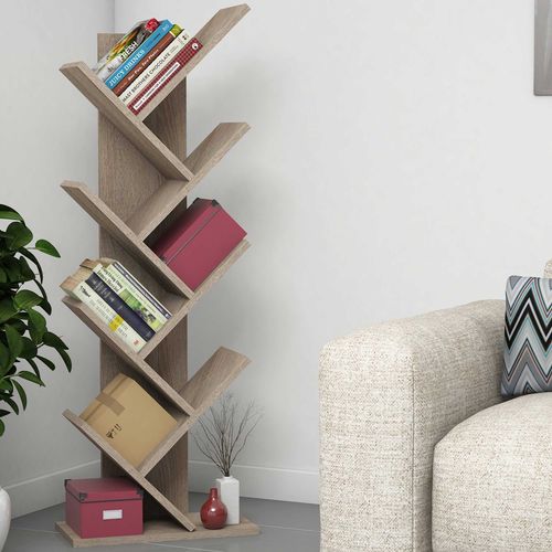 Hitit Bibliothèque - 100 % Mélamine - Noyer