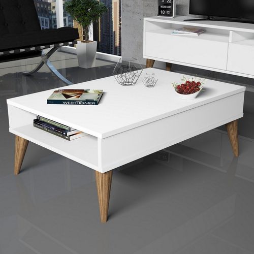 Table Basse Avec Rangement Yaltra L90xp60cm Blanc