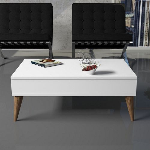 Table Basse Avec Rangement Yaltra L90xp60cm Blanc