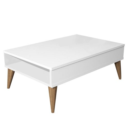 Table Basse Avec Rangement Yaltra L90xp60cm Blanc