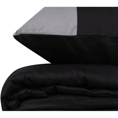 Parure De Lit - 1 Housse De Couette 220 X 240 Cm + 2 Taies D'oreiller 60 X 60 Cm - Noir