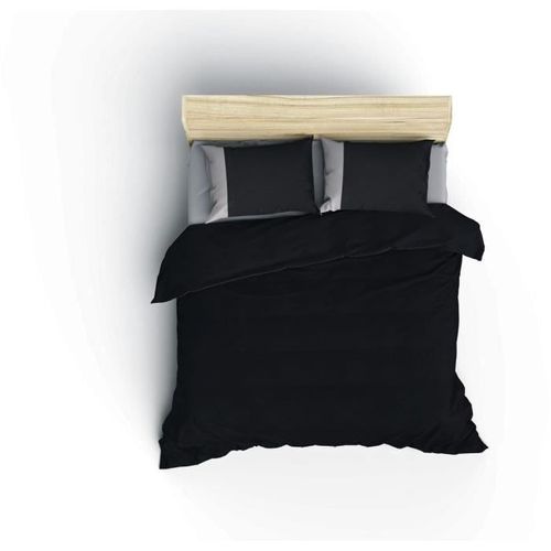 Parure De Lit - 1 Housse De Couette 220 X 240 Cm + 2 Taies D'oreiller 60 X 60 Cm - Noir