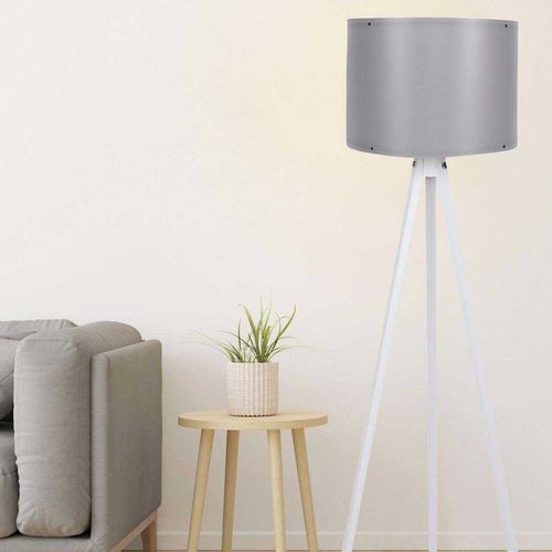 Lampadaire Trépied Luca 145cm Tissu Et Bois Noir