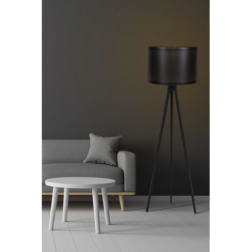 Lampadaire Trépied Luca 145cm Tissu Et Bois Noir