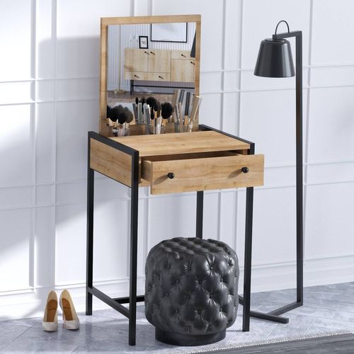 Coiffeuse 1 Tiroir Avec Miroir Ghitia Bois Chêne