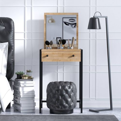 Coiffeuse 1 Tiroir Avec Miroir Ghitia Bois Chêne