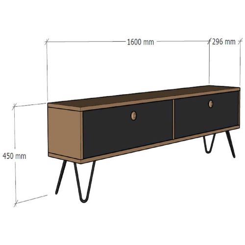 Side Meuble TV - 100 % Mélamine - Pin Atlantique, Noir