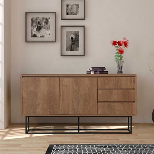 Ruba Console - 100 % Mélamine - Noyer, Noir