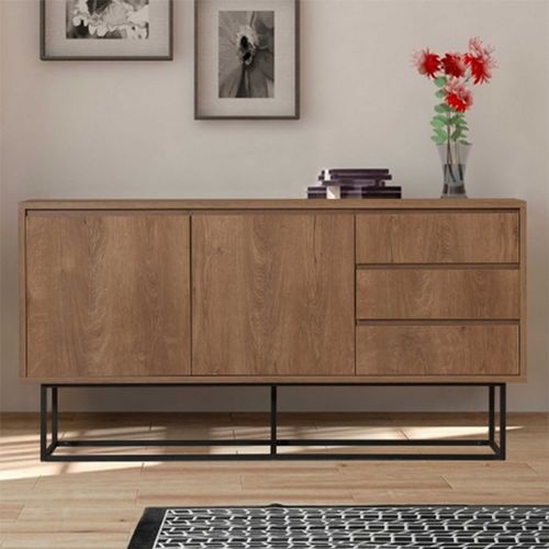 Ruba Console - 100 % Mélamine - Noyer, Noir