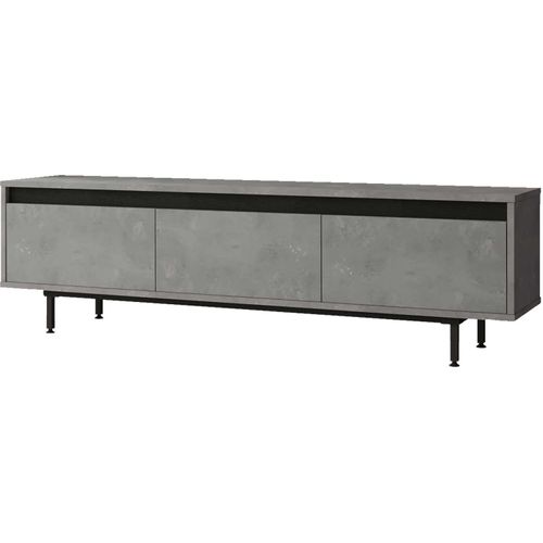 Lv1 Meuble TV - 100 % Mélamine - Argent, Noir