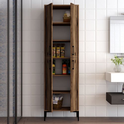 Armoire De Rangement 4 Portes Thidarr L60xh200cm Bois Naturel