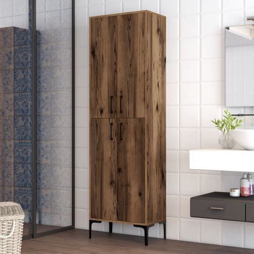 Armoire De Rangement 4 Portes Thidarr L60xh200cm Bois Naturel