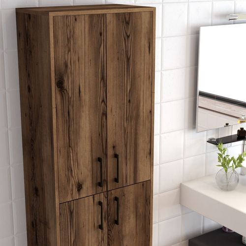 Armoire De Rangement 4 Portes Thidarr L60xh200cm Bois Naturel