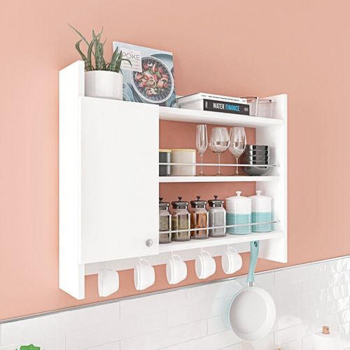 Etagère De Cuisne Murale Suspendue Blanc L85 Cm