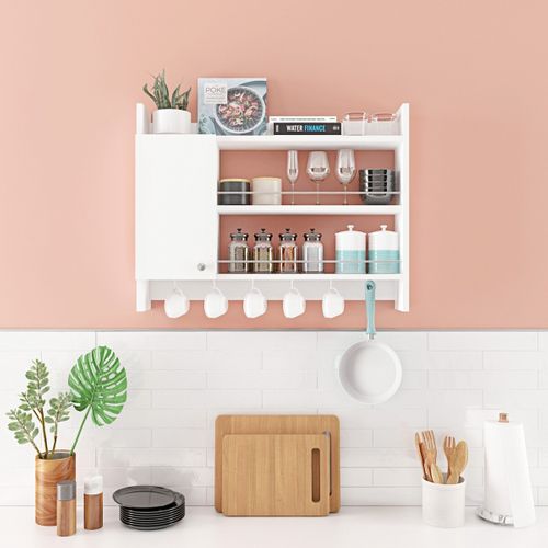Etagère De Cuisne Murale Suspendue Blanc L85 Cm
