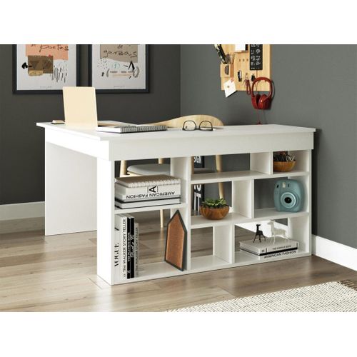 Bureau D'angle Avec Rangements - Coloris : Blanc - Lileul