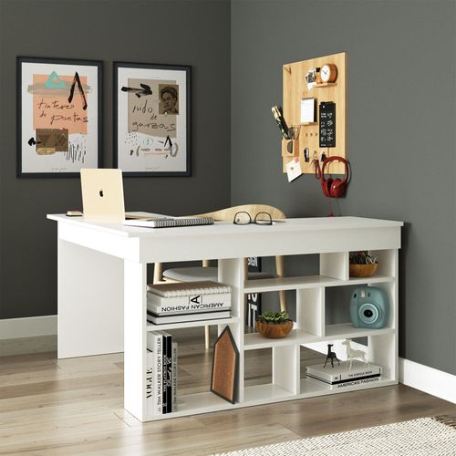 Bureau D'angle Avec Rangements - Coloris : Blanc - Lileul
