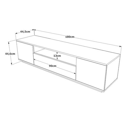 Meuble TV Avec 3 Portes Et 1 Niche - Blanc Et Naturel - Lotula
