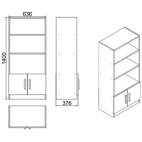 Bibliothèque Moderne Busymo Chêne Foncé Et Gris