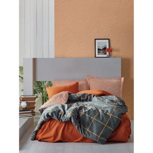 Parure De Lit - 1 Housse De Couette 220 X 240 Cm + 2 Taies D'oreiller 60 X 60 Cm - Cannelle
