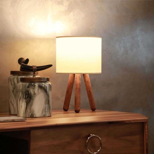 Lampe à Poser En Bois Et Tissu Carla Beige