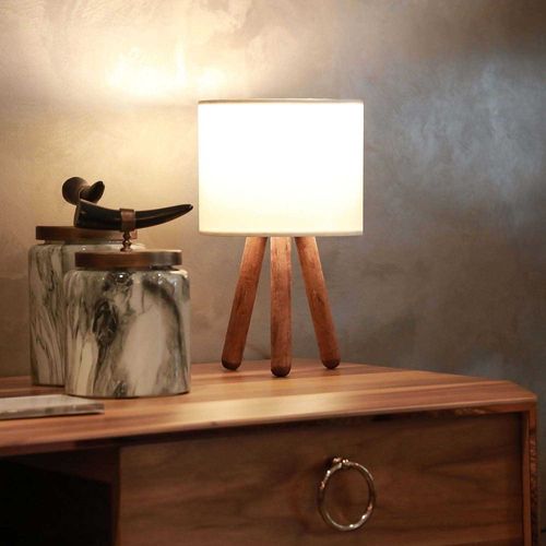 Lampe à Poser En Bois Et Tissu Carla Crème