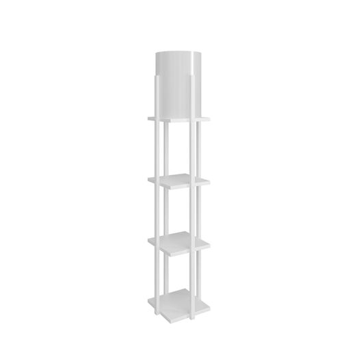 Lampadaire Combiné 3 Étagères Ulkoda 135cm Bois Et Tissu Blanc