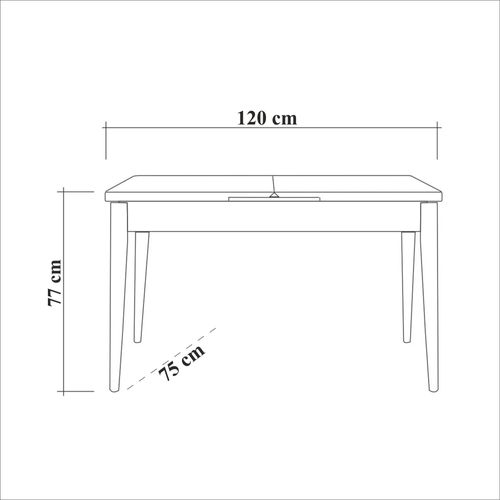 Table à Manger - Costa - Rectangulaire - 4 Personnes - 120 X 77 X 75 Cm - Pin Atlantique / Blanc