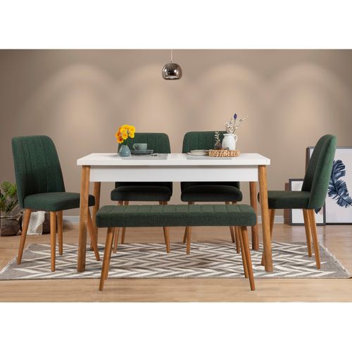 Table à Manger - Costa - Rectangulaire - 4 Personnes - 120 X 77 X 75 Cm - Pin Atlantique / Blanc