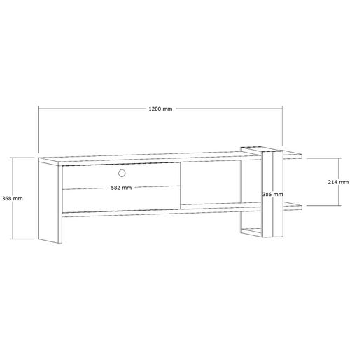 Yonca Meuble TV - 100 % Mélamine - Anthracite, Chêne