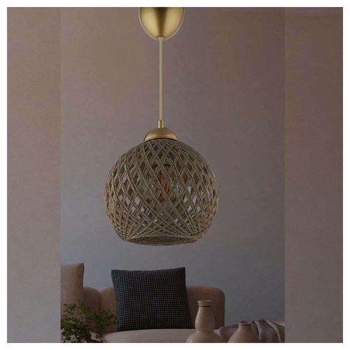 Suspension Berleda D22cm Métal Or Et Coton Beige Brillant
