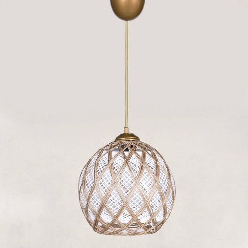 Suspension Aurollo D22cm Métal Or Et Coton Or Et Blanc