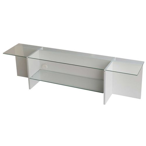 Escape TV Meuble TV - Verre Trempé - Blanc