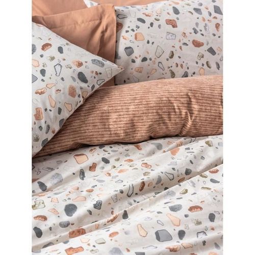 Parure De Lit - 1 Housse De Couette 220 X 240 Cm + 2 Taies D'oreiller 60 X 60 Cm - Caramel