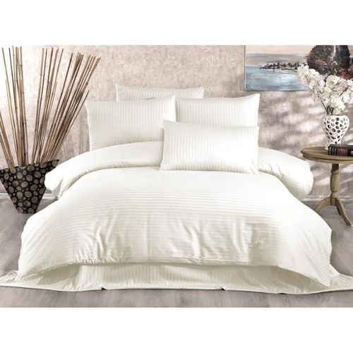 Parure De Lit - 1 Housse De Couette 220 X 240 Cm + 2 Taies D'oreiller 60 X 60 Cm - 80% Coton