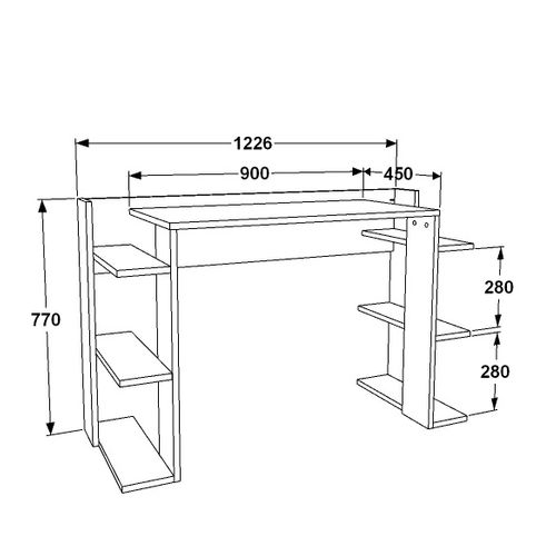 Cinar Bureau 122 Cm Avec Etagères Ouvertes Design Unique Et Modern