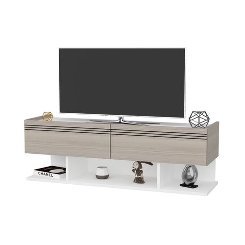 Meuble TV Kase De 120 Cm - Armoires Abattants (blanc Et Cordoba)