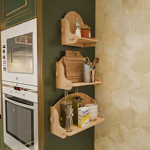 Set Des Étagères Murales 3 Pièces Silya Mdf, Fait à Main, Sans Vis