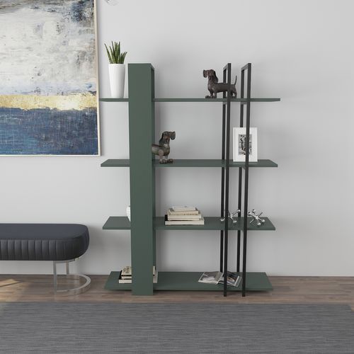 Onno Bibliothèque 160 Cm Hauteur 4 Niveaux Cadre En Métal (silva Et Noir)