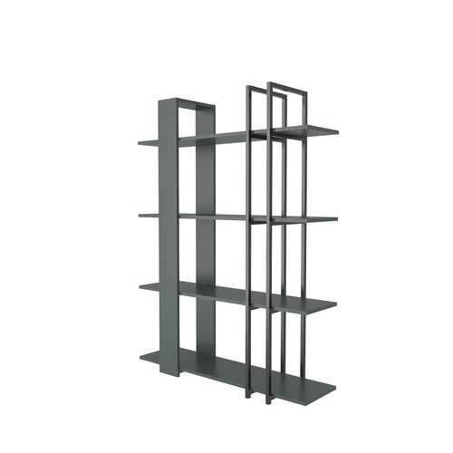 Onno Bibliothèque 160 Cm Hauteur 4 Niveaux Cadre En Métal (silva Et Noir)