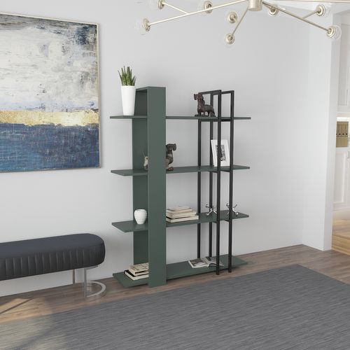 Onno Bibliothèque 160 Cm Hauteur 4 Niveaux Cadre En Métal (silva Et Noir)