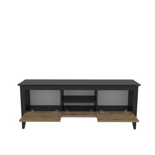 Verde Meuble TV 150 Cm 3 Armoires Battantes Et Une Niche - Convient Aux TVs 55" (oud Et Noir)