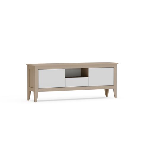 Verde Meuble TV 150 Cm 3 Armoires Battantes Et Une Niche - Convient Aux TVs 55" (beige Et Blanc)