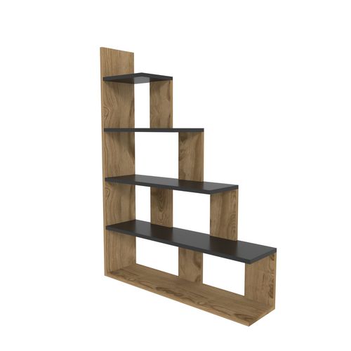 Bibliothèque Échelle 120 Cm Et 5 Étagères, Design Reversible (oud Et Noir)