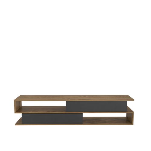 Meuble TV Cortez De 160 Cm Avec 2 Armoires Et 2 Niches (oud Et Noir)