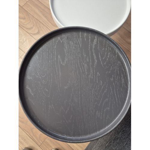 Tables Gigognes, Set De 3, Pieds En Bois, Colorés (blanc Et Anthracite)