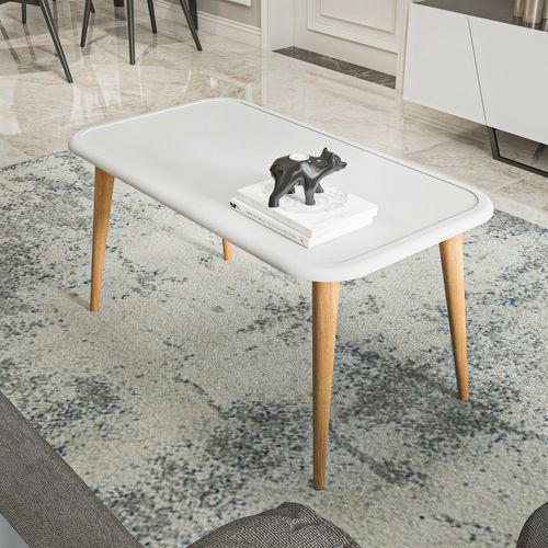 Bohemia Table Basse 90 Cm Avec Pieds En Bois (blanc)